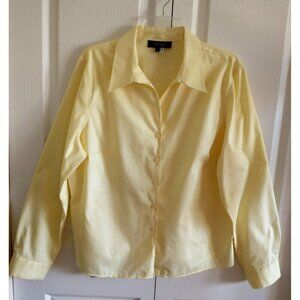 Jones Wear Women's  Button Up Blouse Quick Care Long Sleeve Pale Yellow Top - 18